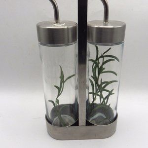 Vinegar and Oil Dispensers/ Glass & Stainless/ Caddy